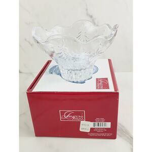 Christmas MIkasa Glass Footed Bowl w/ Box 6" Celebrations Night 2011 Japan